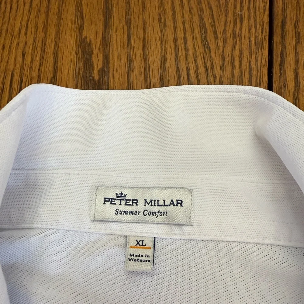 Peter Millar White Polo Shirt with Subtle Pattern - Picture 2 of 3